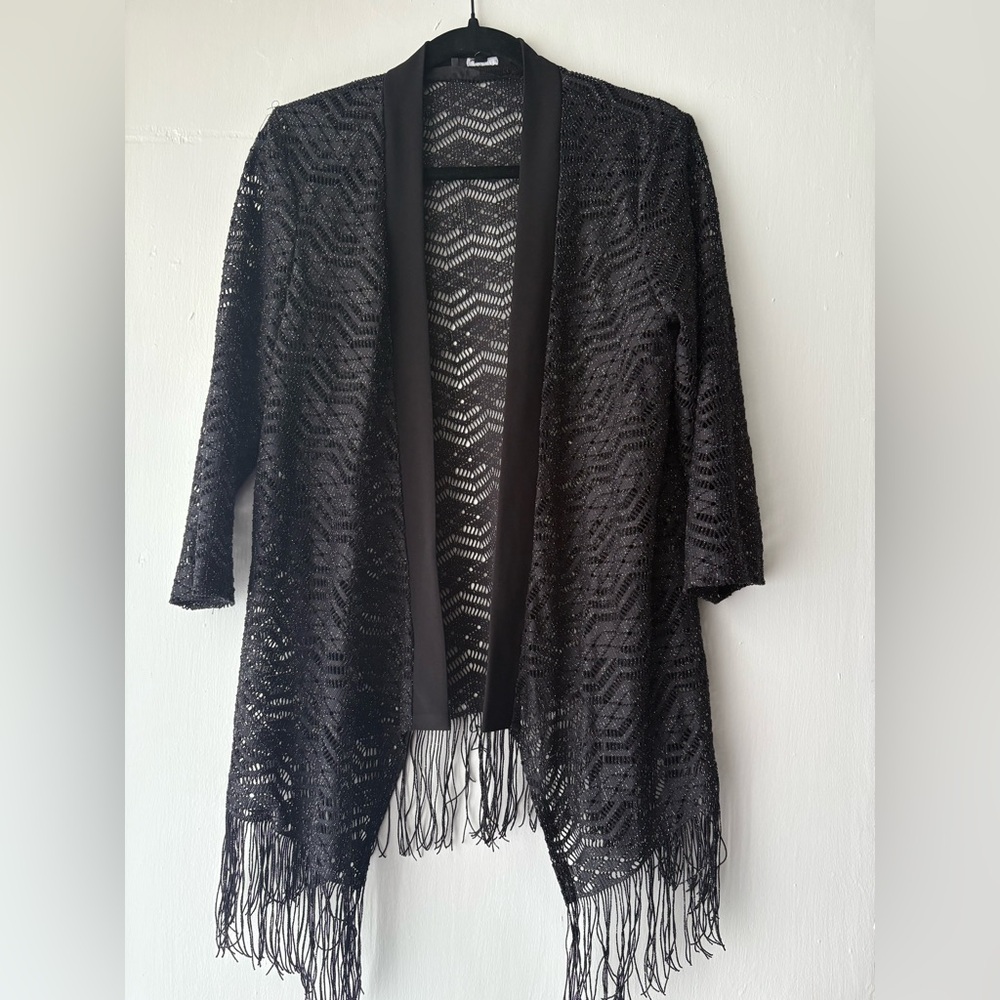 R&M Richards Black Fringe Cardigan